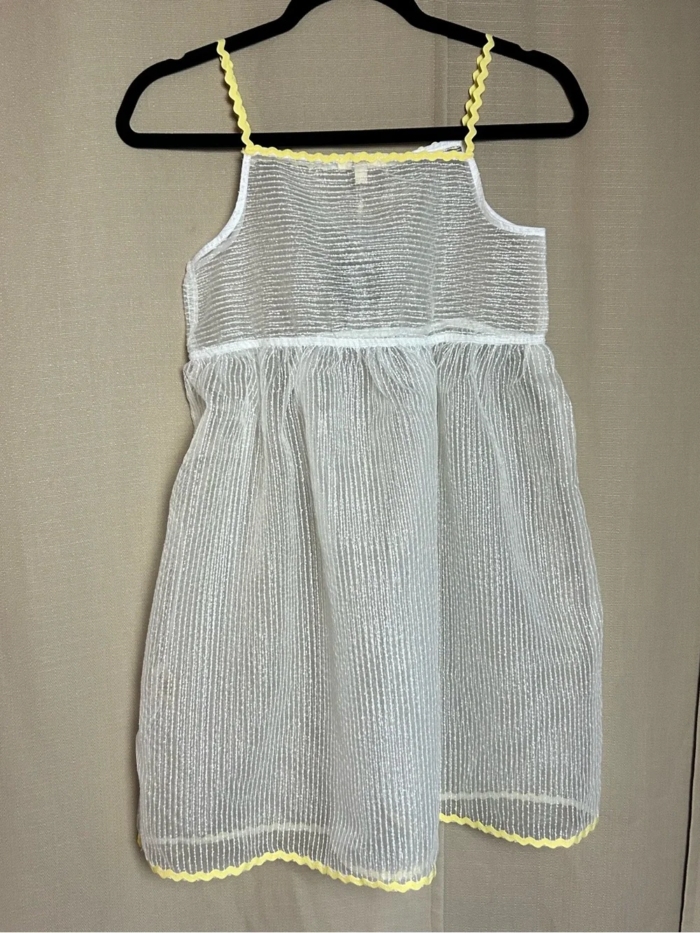 Sheer White Sundress with Yellow Trim